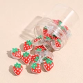 Mini strawberry-shaped hair clips with storage jar on a minimalist textured surface - Strawberry / 20 Pieces Set
