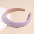 Cerchietto barocco viola chiaro con strass, tessuto a costine spesso e design imbottito - Viola