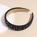 Cerchietto barocco imbottito in spugna nera decorato con strass argentati lucidi - Nero