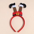 Détail du serre-tête pattes d'elfe de Noël avec rayures pailletées rouges et vertes - Jambes de Père Noël brillantes