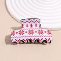 Detalle de pinza para el cabello blanca con estampados rojos de árboles de Navidad y copos de nieve - Copo de nieve