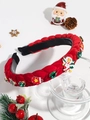 Braided red velvet Christmas headband with rhinestones and Santa Claus charms - Red Braided Style
