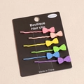 Set of 6 colorful matte hair clips with cute bows on black cardboard display - Big Bowknot Style