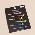 Set of six macaron-colored star hair clips on a black display card for children - Small Star Style