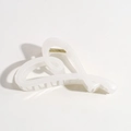 Elegant white heart-shaped hair claw clip in translucent acrylic with secure metal spring - Cream