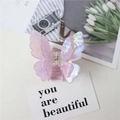 Charming iridescent pink purple double-layer butterfly hair claw clip for women - Purple