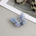 Elegant 3D double-layered butterfly hair claw clip in iridescent light blue finish - Blue