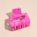 Detail shot of rectangular pink marble pattern hair claw clip with matte frosted finish - 4cm Rose Red Square Claw