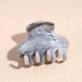 Macro shot of grey marble pattern hair claw clip with polished acetate finish - 4.5cm Gray Solid Semicircle Claw
