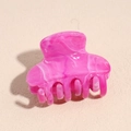Detailed close-up of pink marble pattern resin hair claw clip with metal spring - 4.5cm Rose Red Solid Semicircle Claw