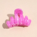 Macro shot of pink marble texture and silver metal spring on the acetate hair claw - 4.5cm Rose Red Wavy Claw