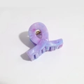 Macro view of purple and light blue gradient matte hair claw clip with metal spring - 4cm Purple Linear Clip