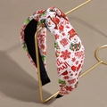 Kerst diadeem met knoop en sneeuwman Let It Snow print op wit satijnen stof - Witte Sneeuwpop