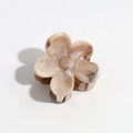 Close-up of floral hair claw clip featuring elegant coffee marble texture and matte finish - 4cm Light Brown Flower Claw