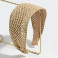 Minimalistische gevlochten hoofdband voor dames in de kleur natuurlijk beige design - Beige Plat Breed