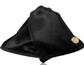 Eleganter Haargreifer aus schwarzem Satin mit goldenem Emblem im Vintage-Stil - Schwarze Dreieck Haarklammer