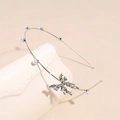 Elegant silver alloy headband with white pearls and liquid metal butterfly accent - Silver Pearl Butterfly