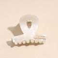 Dettaglio della molletta per capelli in acetato bianco con scritta Barrette La France - 4.2cm Bianco Cangiante