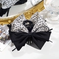 Elegante pinza de pelo grande con lazo de satén negro y estampado de leopardo - Leopardo Blanco Empalmado (6147395147360) / Blanco Leopardo Pequeño