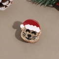Detailed view of Christmas mini hair claw clip with golden glitter and cute holiday hat - Glitter Cat