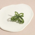 Dettaglio della molletta per capelli a farfalla in acetato verde scuro con trama marmorea - Verde