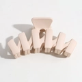 Pinza de pelo clásica grande en beige crema mate con diseño dentado ondulado - Pinza W Beige