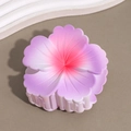 Macro detail of hibiscus flower hair claw clip with matte pink purple gradient finish - Sakura Purple Pink Stamen