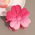 Detailed close-up of a matte gradient pink flower hair claw clip with floral petals - Rose Pink Gradient Peach Blossom