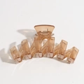 Pinza de pelo clásica de resina ámbar con diseño ondulado grande para cabello grueso - Pinza para el cabello en forma de W / Marrón Transparente