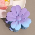 Close-up of matte purple and blue gradient flower hair claw clip with frosted texture - Blue Purple Gradient Peach Blossom
