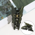 Matte dark olive green butterfly hair claw clip with golden metal spring mechanism - Matte Dark Green Butterfly