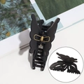 Matte black butterfly hair claw clip with gold spring and elegant hollowed patterns - Matte Black Butterfly