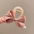 Pince à cheveux avec nœud en satin rose et base en résine pour coiffures - Rose (Pince de base de 8 cm)