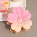 Detail of pink gradient flower hair claw clip with matte resin finish on white tray - Pink Nude Gradient Peach Blossom