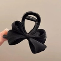 Pince à cheveux élégante en satin noir avec tissu scintillant pour coiffures femmes - Noir (Pince de base de 8 cm)