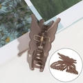 Matte dark brown butterfly hair claw clip with cutout wings and a golden spring - Matte Khaki Butterfly