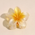 Elegant frosted warm yellow plumeria hair claw clip with pearlescent resin finish - Gradient Yellow