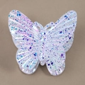 Détail d'une pince à cheveux papillon avec éclaboussures d'encre et fini perlé irisé - Bleu Clair Et Bleu Marine