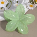 Makro-Detail der hellgrünen Blumen-Haarklammer mit glitzerndem Finish und Schimmer - Lilie Grün