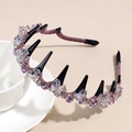 Serre-tête en cristal avec strass violets et peigne intérieur antidérapant - Violet foncé