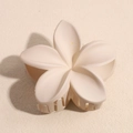 Matte cream flower claw clip with elegant frangipani design for hair styling - Matte Light Khaki