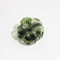 Detail view of a dark green floral claw clip with resin petals and retro texture - Green Cherry Blossom