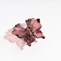 Detail of burgundy butterfly hair claw clip with transparent texture and gold spring - Wine Red Butterfly