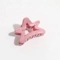 Detailed view of pink star hair claw clip with sparkling silver glitter finish and metal spring - Pentagram / Pink (Splash Ink)