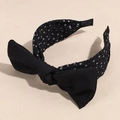 Schwarz-weißes geblümtes Stirnband für Damen mit Sternenmuster und eleganter Schleife - Schwarz Weiß Floral / Schwarz