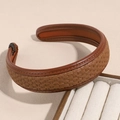 Diadema minimalista de cuero trenzado para mujer con diseño vintage marrón y alta calidad - Marrón