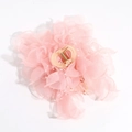 Elegant 3D pink lily flower hair claw clip with organza petals and pearl tassels - Mesh Pink