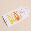 Set van vier gekleurde druppel haarspeldjes met stippen en fruitprint op kaart - Set Oranje Geel Serie