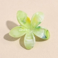 Vista dettagliata della pinza per capelli a fiore sfumato verde con trama in acetato - Verde