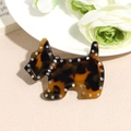 Detalle de pinza para pelo de Terrier Escocés con diseño de leopardo y diamantes de imitación - Leopardo Amarillo Marrón